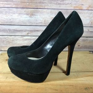 Steve Madden BEVV Black Velvet Platform Stilettos